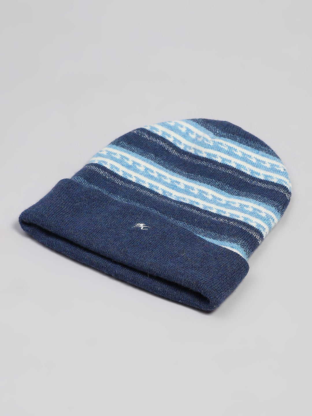 Men Blue Printed Blend Wool Cap
