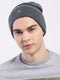 Men Grey Self Design Blend Wool Cap