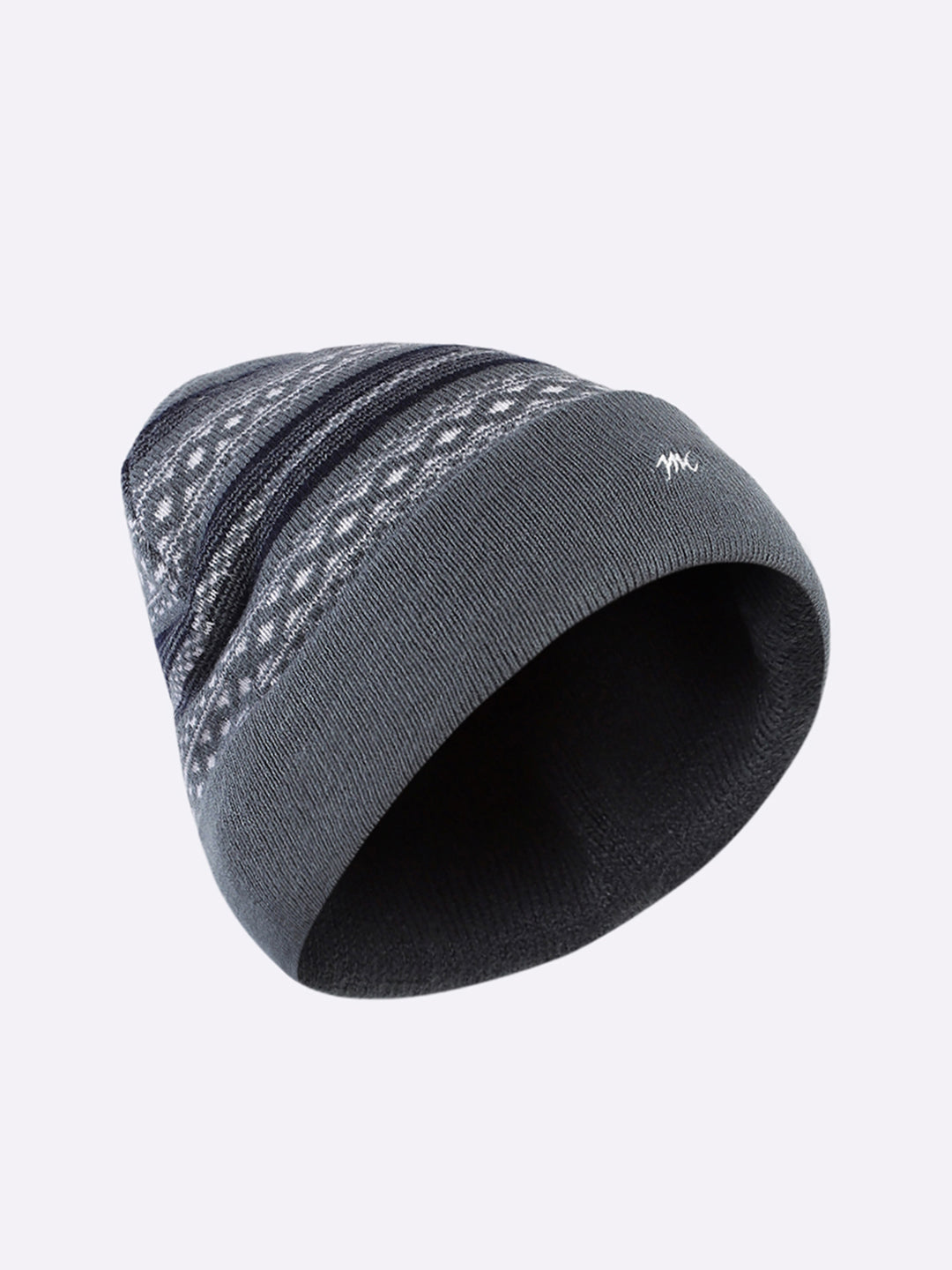 Men Grey Self Design Blend Wool Cap