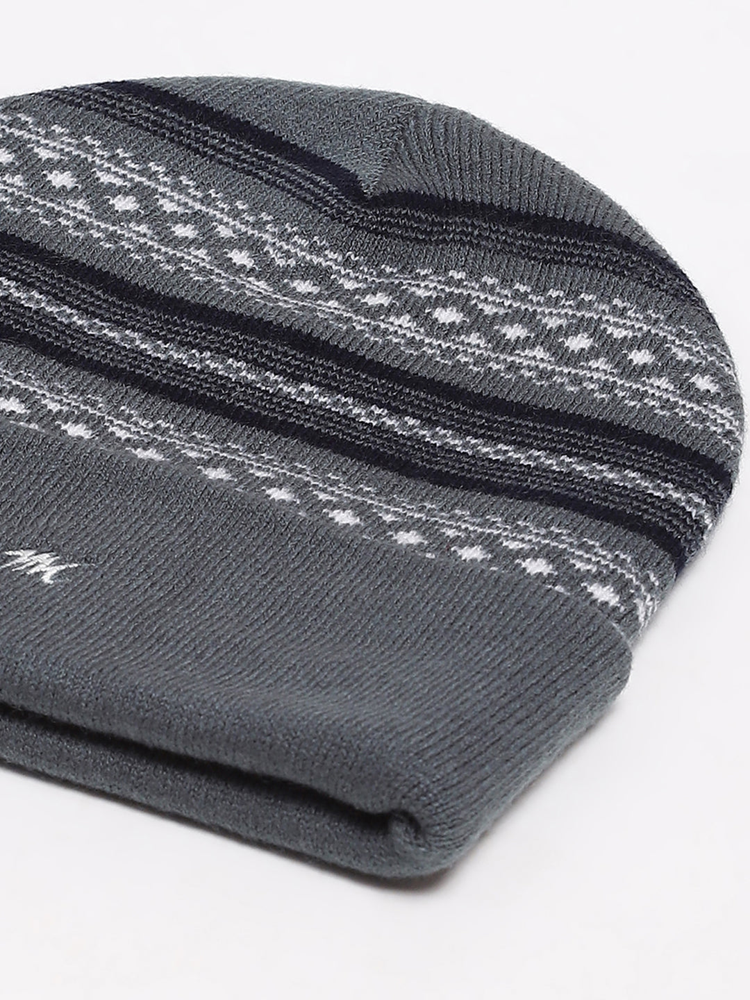 Men Grey Self Design Blend Wool Cap