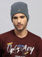 Men Grey Printed Blend Wool Cap