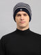 Men Navy Blue Printed Blend Wool Cap