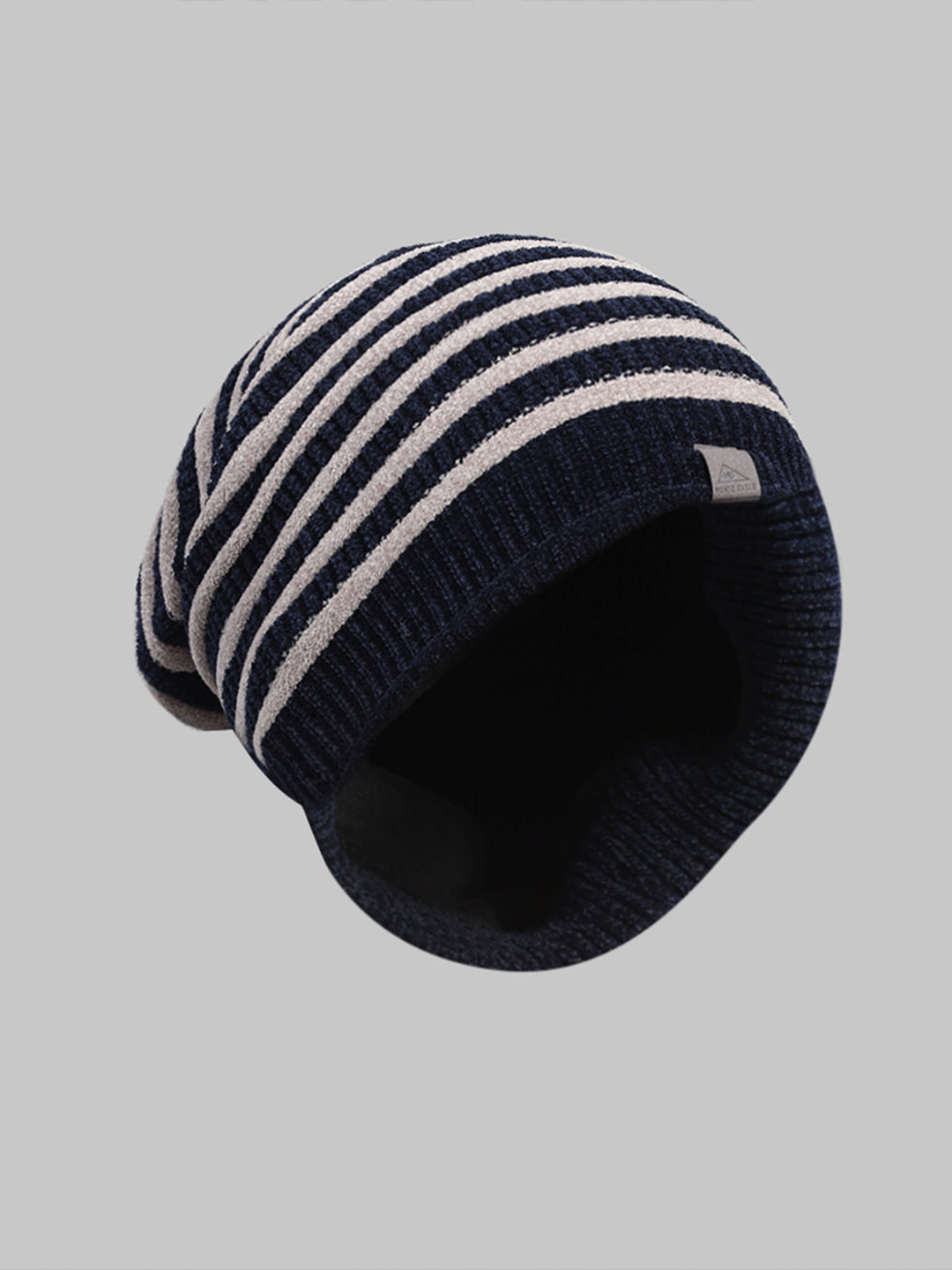 Men Navy Blue Printed Blend Wool Cap