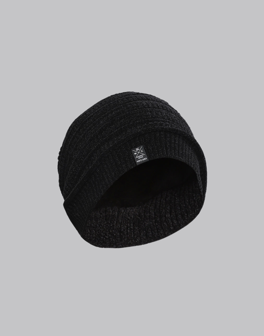 Men Black Printed Blend Wool Cap