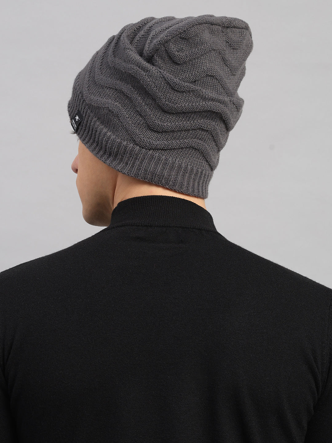Men Grey Printed Blend Wool Cap