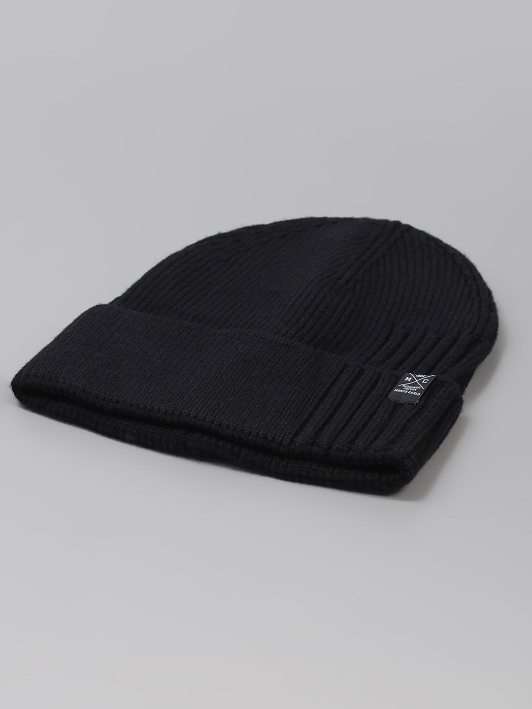 Men Black Printed Blend Wool Cap