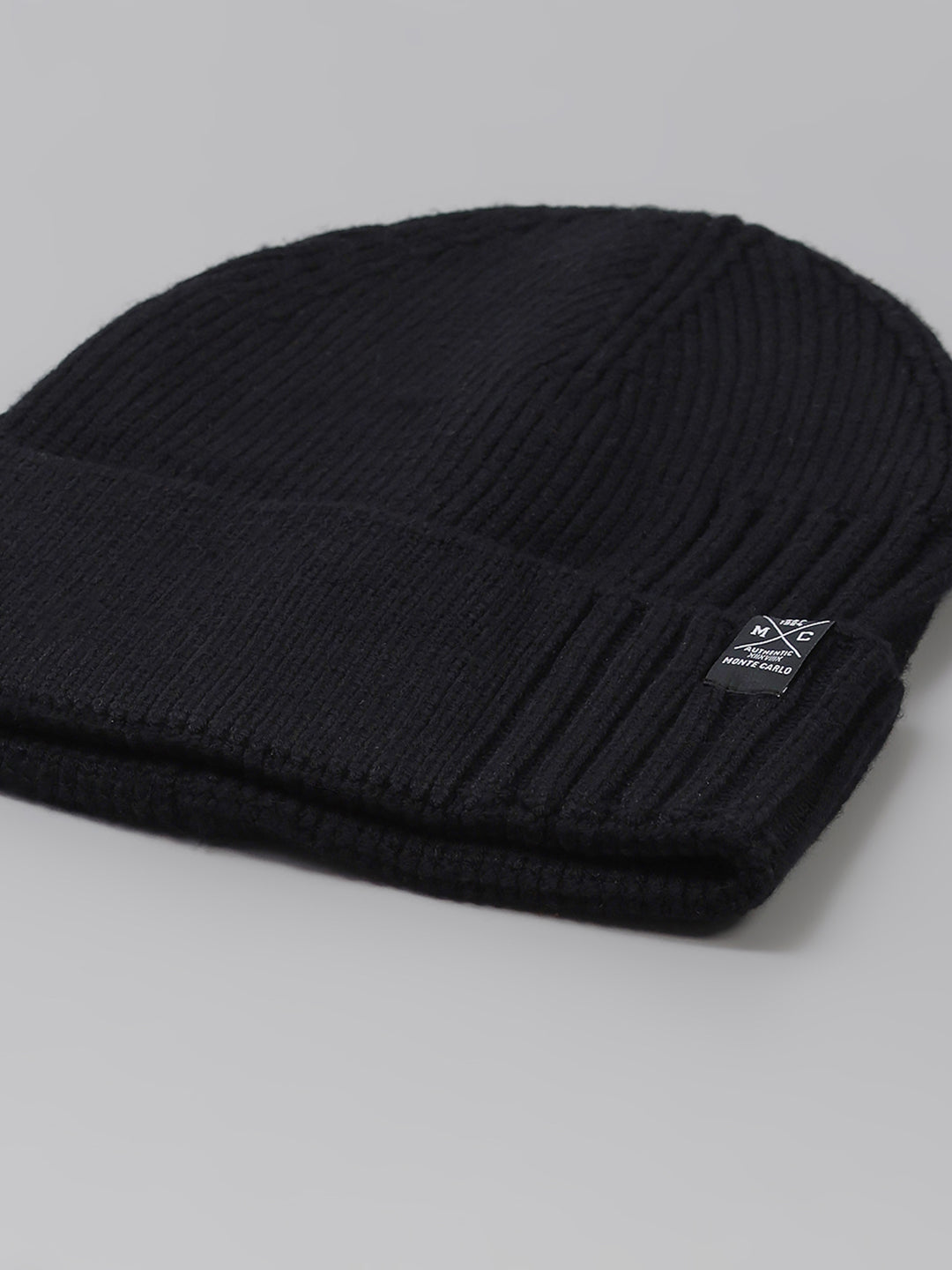 Men Black Printed Blend Wool Cap