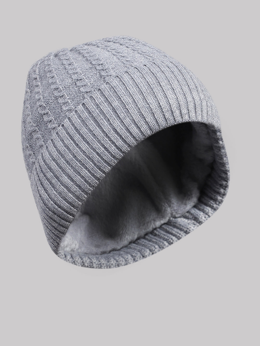 Men Grey Printed Blend Wool Cap
