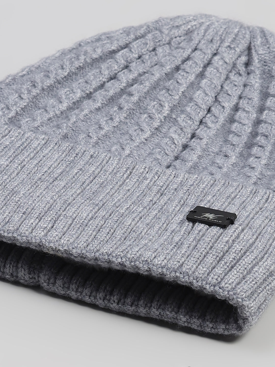 Men Grey Printed Blend Wool Cap