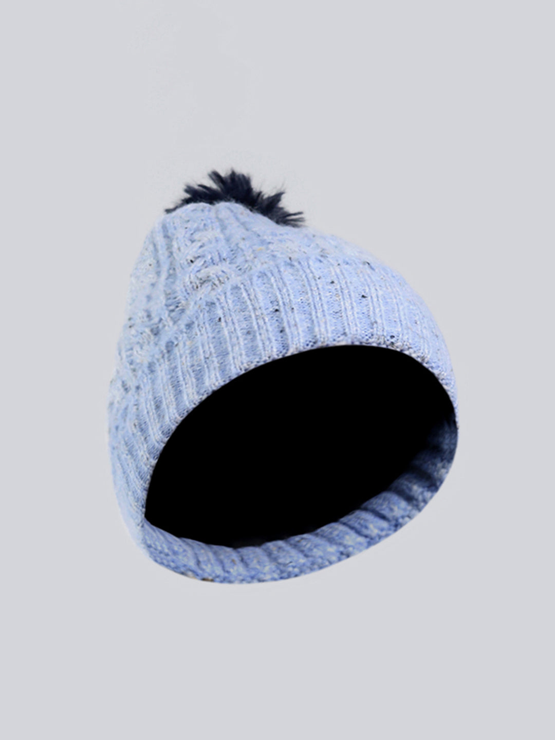 Women Blue Self Design Blend Wool Cap