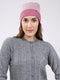 Women Pink Self Design Blend Wool Cap