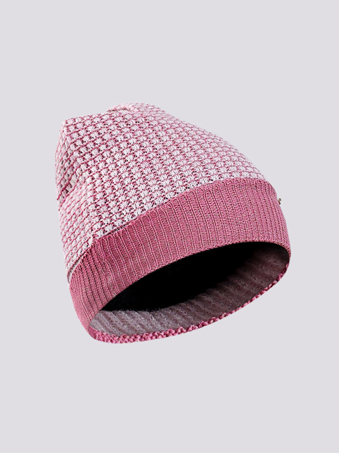 Women Pink Self Design Blend Wool Cap
