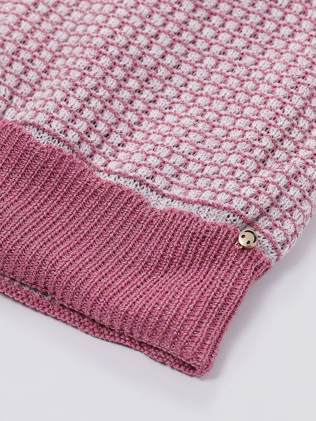 Women Pink Self Design Blend Wool Cap