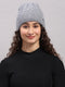 Women Grey Printed Blend Wool Cap