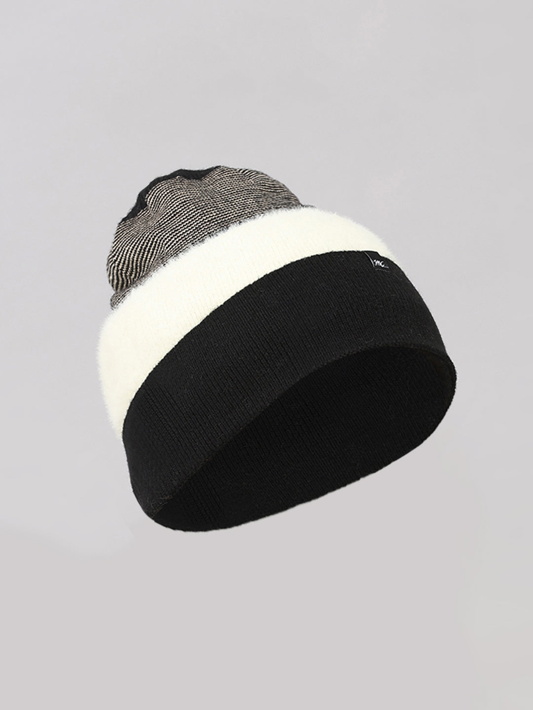 Women Black Self Design Blend Wool Cap