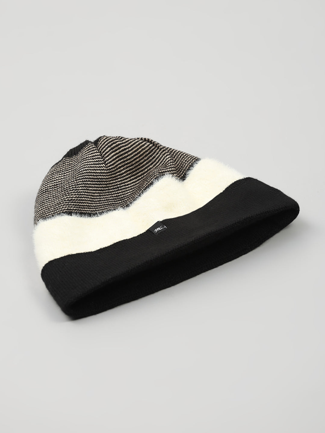 Women Black Self Design Blend Wool Cap