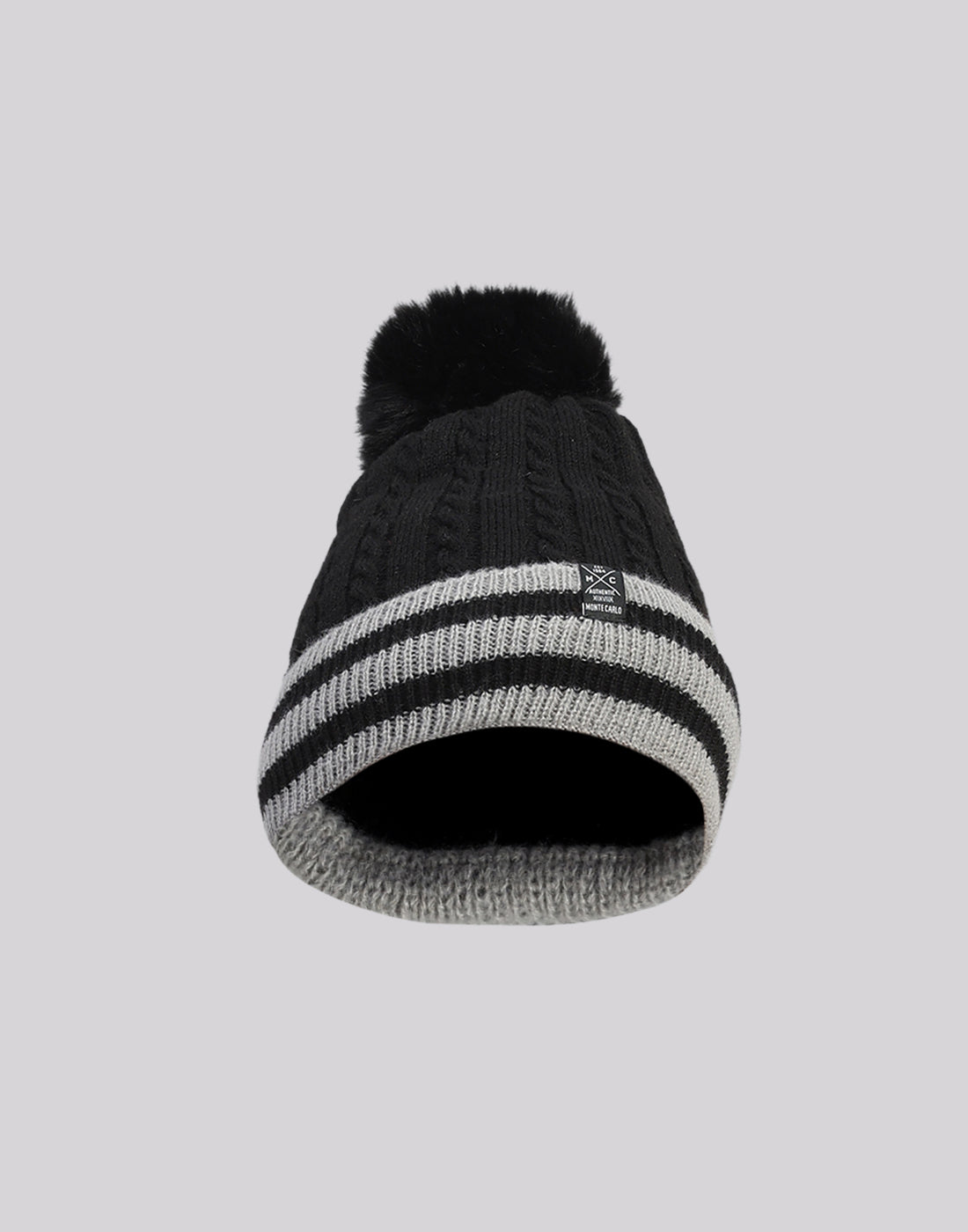 Women Black Printed Blend Wool Cap