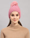 Women Pink Self Design Blend Wool Cap