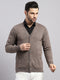 Luxuria Men Brown Solid V Neck Full Sleeve Cardigan