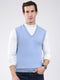 Luxuria Men Blue Solid V Neck Sleeveless Sweater