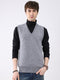 Luxuria Men Grey Solid V Neck Sleeveless Sweater