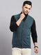Luxuria Men Teal Blue Solid V Neck Sleeveless Cardigan