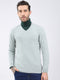 Luxuria Men Green Solid V Neck Full Sleeve Pullover