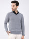 Luxuria Men Grey Solid V Neck Full Sleeve Pullover