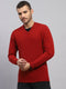 Luxuria Men Maroon Solid V Neck Full Sleeve Pullover
