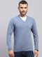 Luxuria Men Blue Solid V Neck Full Sleeve Pullover