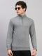 Luxuria Men Grey Solid Collar Full Sleeve Pullover