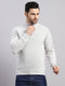 Luxuria Men Light Grey Solid Collar Full Sleeve Pullover