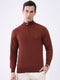 Luxuria Men Rust Solid Mock Neck Full Sleeve Pullover