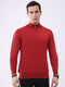 Luxuria Men Maroon Solid Mock Neck Full Sleeve Pullover