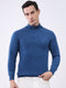 Luxuria Men Blue Solid Mock Neck Full Sleeve Pullover