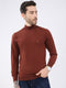 Luxuria Men Rust Solid High Neck Full Sleeve Pullover