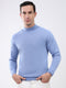 Luxuria Men Blue Solid Mock Neck Full Sleeve Pullover