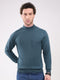 Luxuria Men Teal Blue Solid T Neck Full Sleeve Pullover