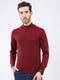 Luxuria Men Maroon Solid High Neck Full Sleeve Pullover