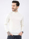 Luxuria Men White Solid High Neck Full Sleeve Pullover