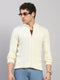 Luxuria Men Cream Self Design Round Neck Full Sleeve Pullover