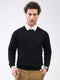 Men Black Solid Round Neck Full Sleeve Pullover