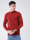 Men Maroon Solid High Neck Full Sleeve Pullover