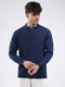 Men Navy Blue Solid Collar Full Sleeve Shirt