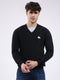 Men Black Solid V Neck Full Sleeve Pullover