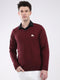 Men Maroon Solid V Neck Full Sleeve Pullover