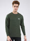 Men Green Solid Round Neck Full Sleeve Pullover