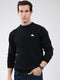 Men Black Solid Round Neck Full Sleeve Pullover