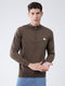 Men Brown Solid Mock Neck Full Sleeve Pullover