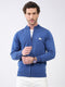 Men Blue Solid Mock Neck Full Sleeve Pullover